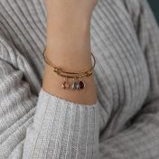 Bracciale Regolabile Pioggia Incantata con Pietra di Nascita [Placcato Oro 18kt]