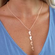 Collier Chemin de Famille avec Pierres de Naissance et Noms [Plaqué Or Rose 18ct]