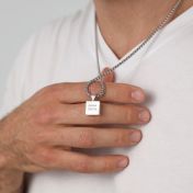 Onyx Engraved Necklace for Men - Sterling Silver