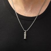 Kreuz Herrenkette mit graviertem Balken - Sterlingsilber