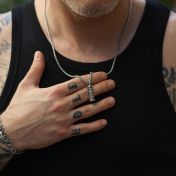 Kreuz Herrenkette mit graviertem Balken - Sterlingsilber