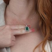 Collana Tocco della Natura di Malachite - Cristalli Neri [Argento 925]