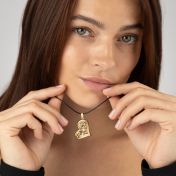 Ties of Heart Map Necklace – [Gold Plated / Black Cord]