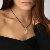 Ties of Heart Map Necklace – [Gold Plated / Black Cord]