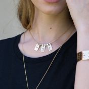 Classic Bar Initial Necklace Braille - Gold Plated