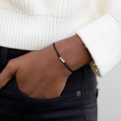 A Mother's Love Bracelet - Black String  [Topaz & White Diamonds / 14 Karat Gold] - 1 Large Topaz + 5 Small Diamonds