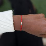 A Mother's Love Diamond Bracelet - Red String [Topaz & White Diamonds / 14 Karat Gold] - 1 Large Topaz + 2 Small Diamonds