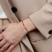 A Mother's Love Diamond Bracelet - Red String [Topaz & White Diamonds / 14 Karat Gold] - 1 Large Topaz + 2 Small Diamonds