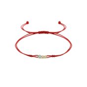 A Mother's Love Diamond Bracelet - Red String [Topaz & White Diamonds / 14 Karat Gold] - 1 Large Topaz + 2 Small Diamonds