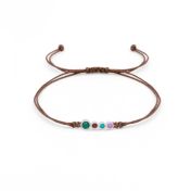 A Mother's Love Birthstone Bracelet - Brown String [Sterling Silver]