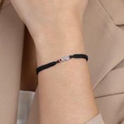 A Mother's Love Birthstone Bracelet - Wide Black String [Sterling Silver]