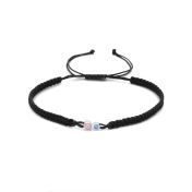 A Mother's Love Birthstone Bracelet - Wide Black String [Sterling Silver]