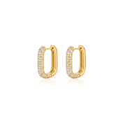 Pavé U Hoop Earrings [Gold Plated]