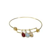 Bracciale Regolabile Pioggia Incantata con Pietra di Nascita [Placcato Oro 18kt]