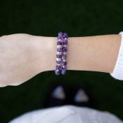 Bracelet Améthyste Double avec Prénoms [Argent 925]