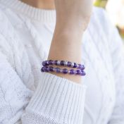 Bracelet Améthyste Double avec Prénoms [Argent 925]