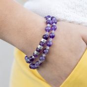 Bracelet Améthyste Double avec Prénoms [Argent 925]