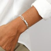 Engravable Hexa Bar Amy Chain Bracelet [Sterling Silver]