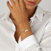 Engravable Hexa Bar Amy Chain Bracelet [18K Gold Plated]