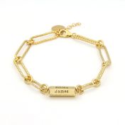 Engravable Hexa Bar Amy Chain Bracelet [18K Gold Plated]