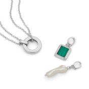 Anna Dubbele Laag Kristallen Ketting [Sterling Zilver] - met Bedels