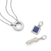 Anna Dubbele Laag Kristallen Ketting [Sterling Zilver] - met Bedels