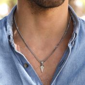 Spearhead Engraved Necklace - Sterling Silver