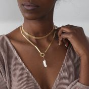 Arya Herringbone Kette [750er Gold Vermeil] - mit gravierten Charms