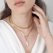 Arya Herringbone Kette [750er Gold Vermeil] - mit gravierten Charms