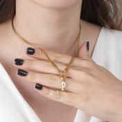 Arya Herringbone Kette [750er vergoldet] - mit Buchstaben