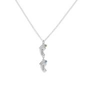 Familiepad Naam en Geboortesteen Ketting [Sterling Zilver] 