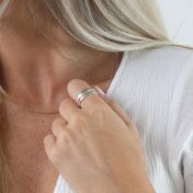 Anello Impilabile con Grani e Nome [Argento 925]