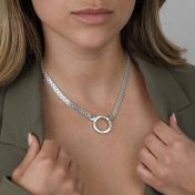 Helena Circle Milanese Chain Name Necklace [Sterling Silver]