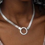 Family Circle Milanese Chain Name Necklace [Silver]