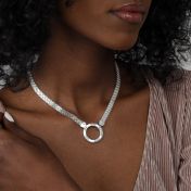 Family Circle Milanese Chain Name Necklace [Silver]