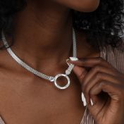 Helena Circle Milanese Chain Name Necklace [Sterling Silver]