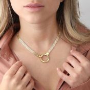 Collana Grande Cerchio di Famiglia a Spina di Pesce con Nome [Placcato Oro 18kt]