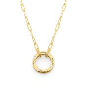 Grote Familie Cirkel Schakel Naam Ketting met een Diamant [18K Goud Vermeil]
