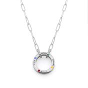 Helena Circle Birthstone Necklace with Link Chain [Sterling Silver]