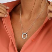 Collar Círculo Familiar Grande con Nombres y Cadena Rolo [Plata de Ley]