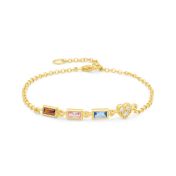 Deslumbrante Pulsera de Piedra de Nacimiento en Forma de Corazón [Bañado en Oro de 18K]