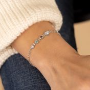 Bracelet Étoiles Enchantées Pierre de Naissance avec Charm Cœur [Argent 925]