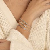 Bracelet Étoiles Enchantées Pierre de Naissance avec Charm Cœur [Argent 925]
