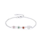Bracelet Étoiles Enchantées Pierre de Naissance avec Charm Cœur [Argent 925]