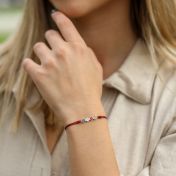 Talisa Stars Birthstone Bracelet - Red String [Sterling Silver]