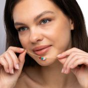 Talisa Sterne Geburtsstein Halskette mit einem Tropfen Diamanten [750er Gold Vermeil]