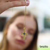 Engraved Cross Necklace with Nano Bible [18K Gold Vermeil]