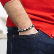 Pulsera de Copo de Nieve Blanco y Negro con Nombre para Hombre  