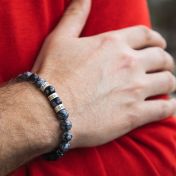 Pulsera de Copo de Nieve Blanco y Negro con Nombre para Hombre  