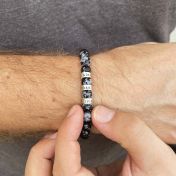 Pulsera de Copo de Nieve Blanco y Negro con Nombre para Hombre  